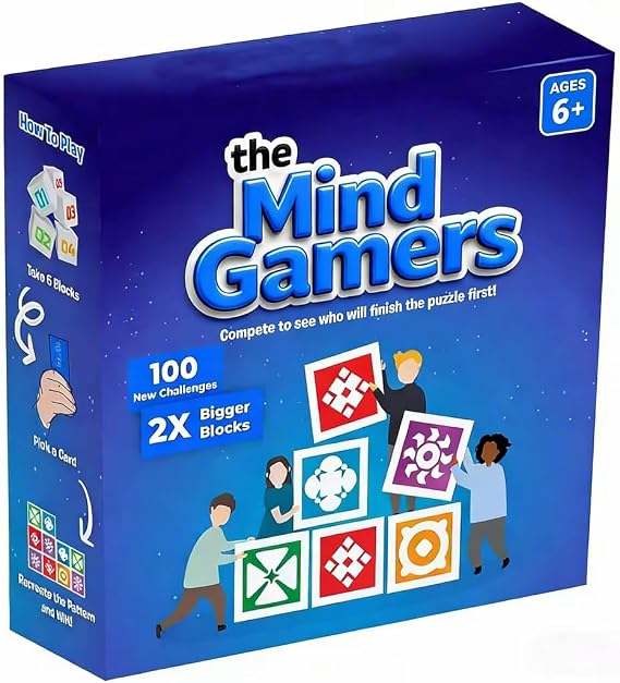 Board Game, 100 Unique Challenge Puzzles, Block Puzzle Board Game, Matching Game, Family Board Games for Kids & Adults with 4 levels, Ages 6+