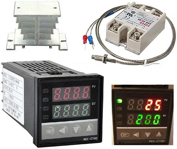 Digital PID Temperature Controller REX-C100 REX C100 Thermostat + SSR Relay SSR-40DA+ K Thermocouple Thread Probe+Heat Sink