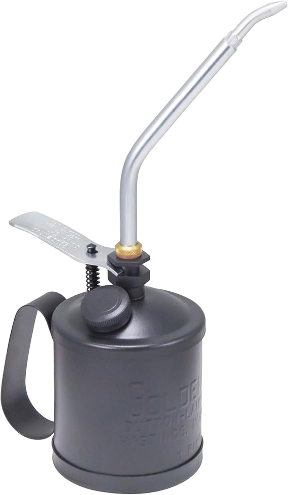 Dutton-Lainson Company - Goldenrod (120-C2) Pump Oiler with 7 1/2" Angle Spout - Heavy Duty Gauge Steel Body Finish Precision Oiler Pump - 1-Pint Oil Size Capacity, Angle Spout Tip - Made in USA