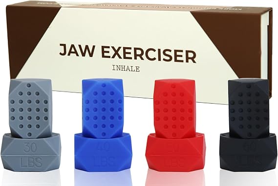 Jaw Exerciser - Jaw Strength and Shaping Trainer - 4 Levels of Resistance - Silicone Jaw Toner - Double Chin Reducer - Jawline Shaper and Neck Exerciser