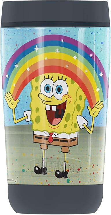 Spongebob OFFICIAL Spongebob Rainbow GUARDIAN COLLECTION BY THERMOS Stainless Steel Travel Tumbler, Vacuum insulated & Double Wall, 12 oz.
