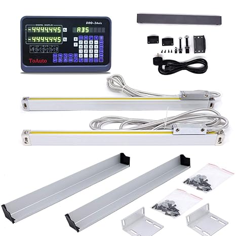 2 Axis Digital Readout DRO Display with Precision Linear Scale 5µm 50~1000mm for Milling Lathe Drill EDM Machine (450mm+550mm)
