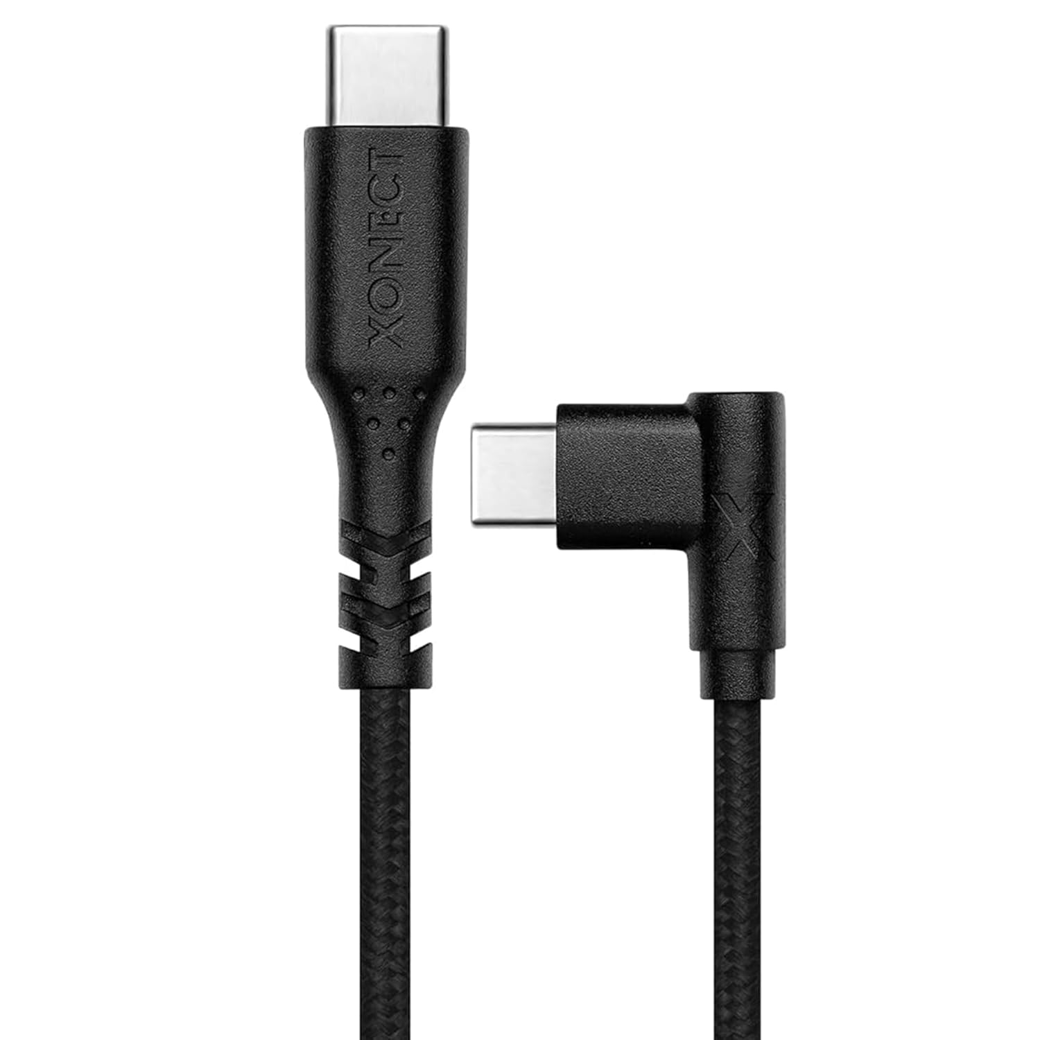 Type-C to Type-C ile Uyumlu iPhone ve Samsung ile Uyumlu Hızlı Şarj ve Data Kablosu 100 cm L Tipi Gaming Hasır Örgülü (Siyah)