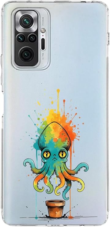 Redmi Note 10 Pro 5G ile uyumlu Splash ahtapot tasarımlı şeffaf silikon kılıf