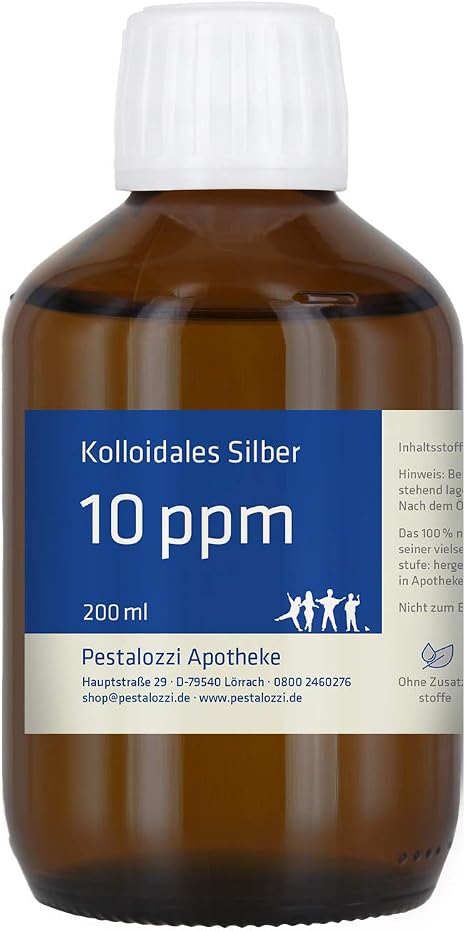 Colloidal Silver 10ppm 200ml (German pharmacy product - premium quality!)