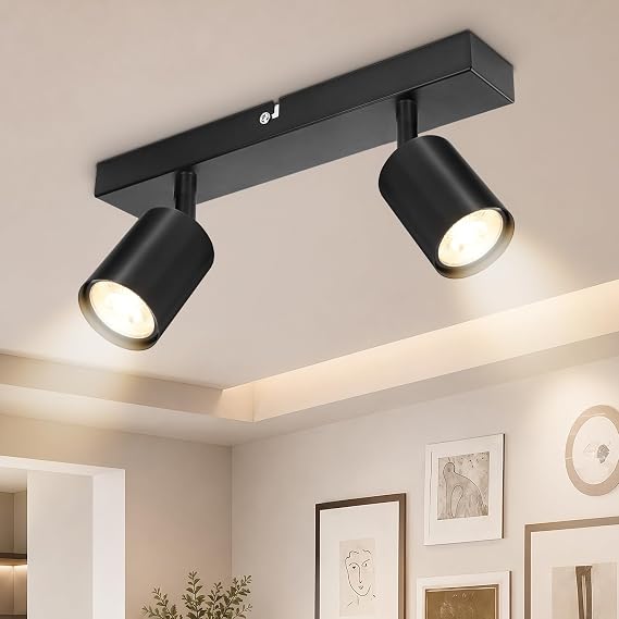 Ceiling Lights 2 Way GU10 Spot Lights Black 350° Rotatable