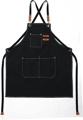 Kids Denim Chef Aprons for Boys and Girls with 3 Large Pockets, Cotton Canvas Heavy Duty Adjustable Work Apron