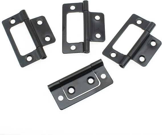 8 Pack Non-Mortise Door Hinges Heavy Duty Bifold Butt Cabinet with Mounting Screws for Windows Cupboard etc. Furniture [FDXGYH,2"x0.9",Black]