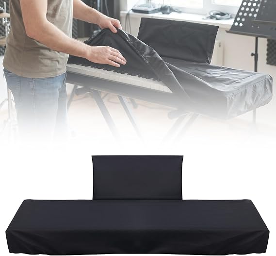 Keyboards Cover, Piano Keyboard Dust Cover 88 Key, Black Piano Music Keyboard Dirt Proof Cover with Music Sheet Stand Cover, Electric/Electronic Keyboard Waterproof Cover, Protective Keyboard Cover