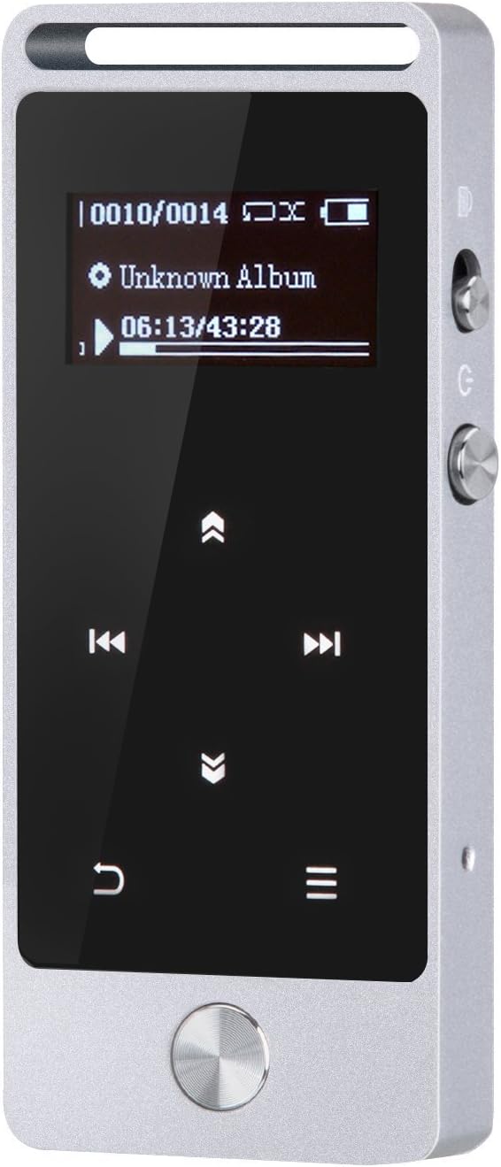 AGPTEK M20S 8GB Mini MP3 Player(Expandable Up to 64GB), Lossless Sound Touch Button Metal Music Player with FM/Voice Record,Silver (Silver M20S)