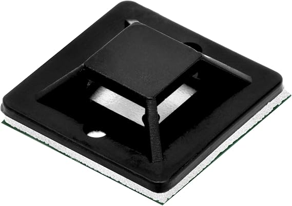 100 Pack Black Self Adhesive Cable Tie Zip Clamp Mount Clip Holder Base 3/4" (20X20mm (19082)
