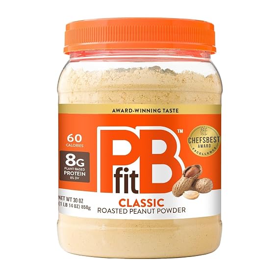PBfit 30 Ounce Classic Peanut Butter Powder, Powdered Peanut Butter Spread From Real Roasted Peanuts, 8g of Protein 8% DV, Gluten-Free, 60 calories, 87% less fat (Pack of 4)
