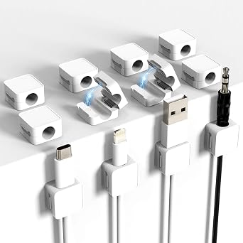 ELZO 12Pack Magnetic Cable Clips,Cord Organizer Holder for Cable Management,Strong Adhesive Charger Wire Organizer Keeper Magnetic Easy Open for Home,Office,Car,Desk,Nightstand