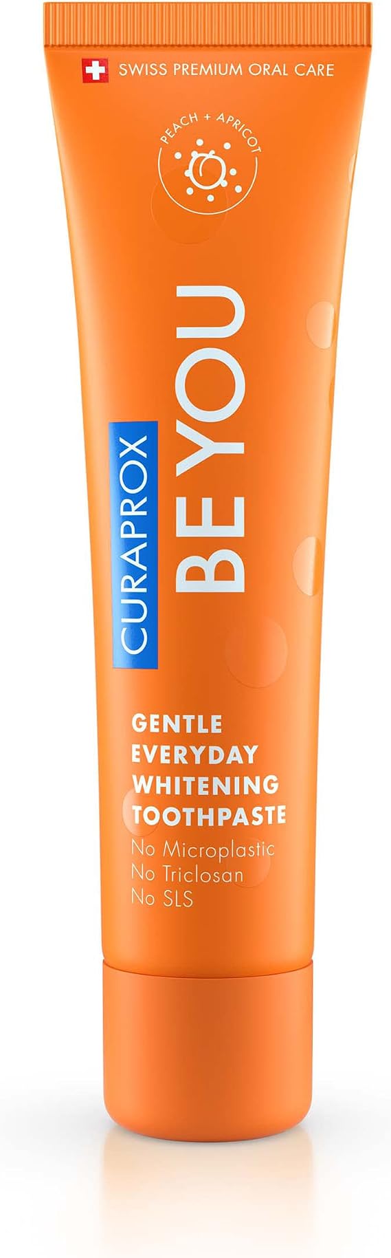 Curaprox Whitening Toothpaste for Fresh Breath & Gum Care | Enzymatic Formula, Peach & Apricot Flavour, Orange, 60ml | Vegan, SLS-Free, Fluoride 950ppm | Swiss Made