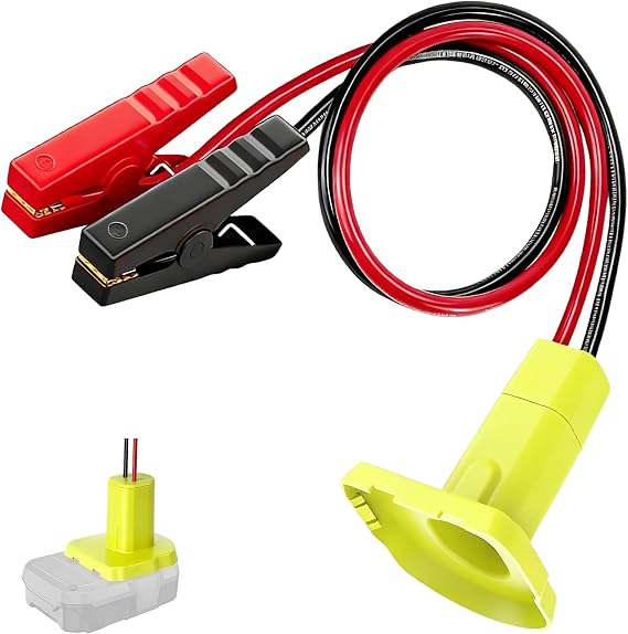 Jumper Cables Adapter Compatible with Ryobi 18V Battery 12AWG 2FT Portable Battery Jump Starter for Starting Car and Light Vehicle Engines
