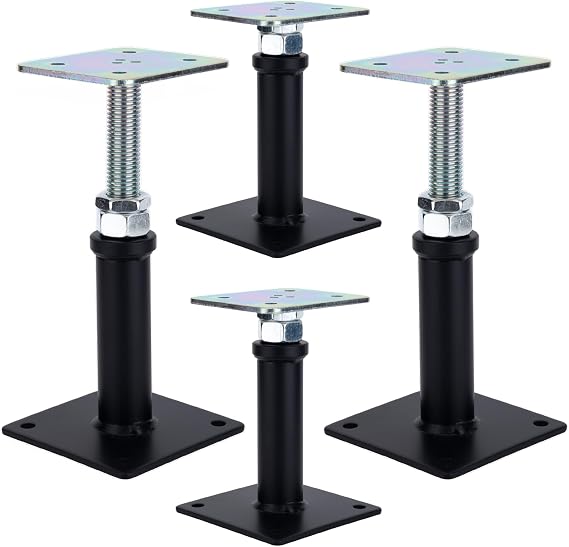 4 Pack Adjustable Floor Jack Post, 6’’-9’’ Height Range, House Floor Jacks Post Pole for Leveling, Mini Screw Jack, 6000 lb Capacity