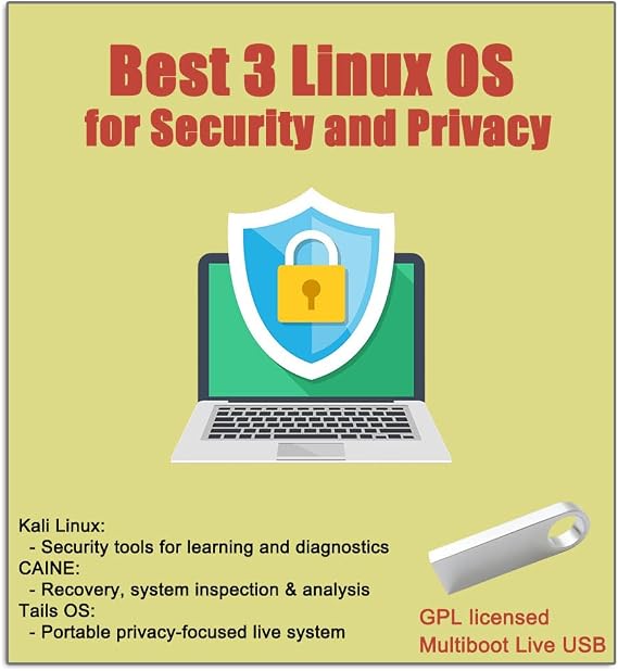 USB Kali Linux 2024, Tails 6.4, Caine 13 | 3IN1 Bootable USB Flash Drive | Escale Hacking Tool Digital Forensic Tool Anonymous Browsing