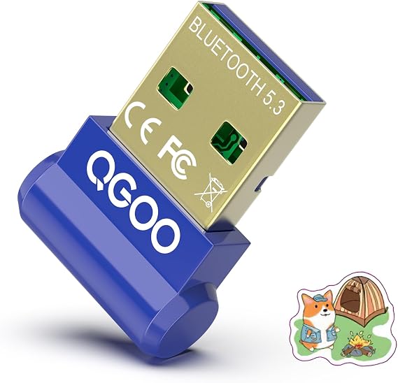 USB Bluetooth Adapter for PC - QGOO Bluetooth Dongle 5.3 EDR, Wireless Receiver for Desktop Computer Laptop Windows 8.1/10/11(blue-031)