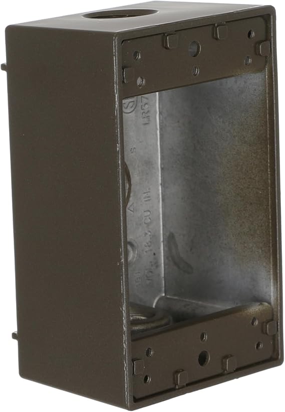 Hubbell-Raco 5320-2 Weatherproof Box, 1 Gang, 18.3 Cu-in X 4-1/2 in L X 2-3/4 in W X 2 in D, Cubic inches, Bronze
