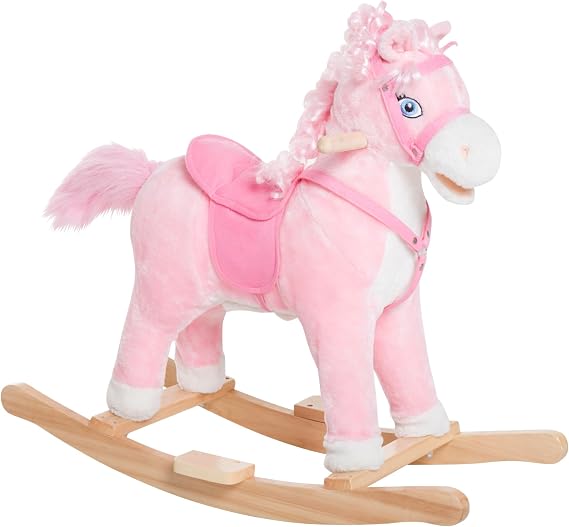 Qaba Kids Ride on Rocking Horse with Realistic Sounds for 3 Years Old