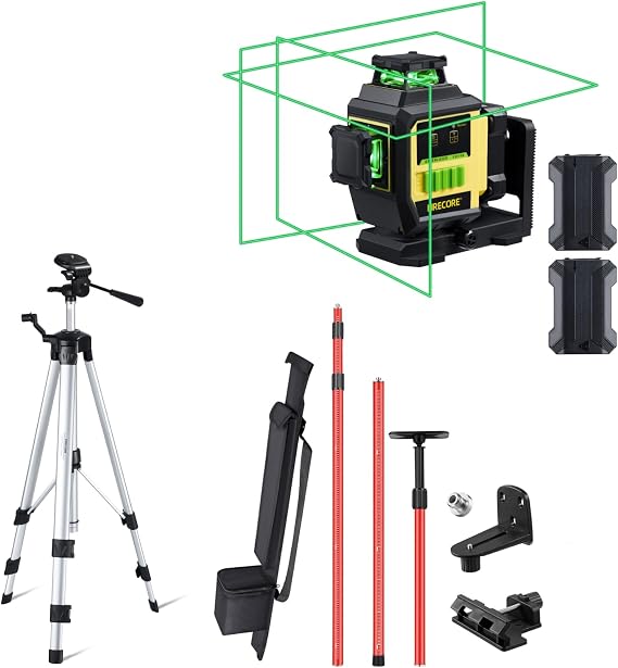 Firecore 3x360 Laser Level Set & 13 Ft Telescoping Pole