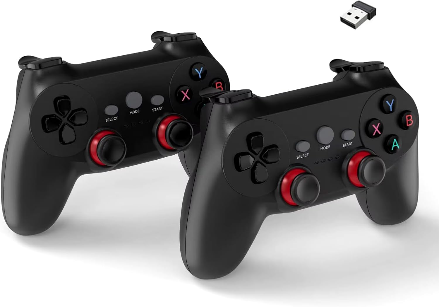 Coverzone Dual Josystick 2.4G Wireless Gaming Handle PC Compatible Battery Powered Joystick Wireless GamePad USB Dongle Connection Anti-Slip Design 0019 Black 0019 - Dual Black