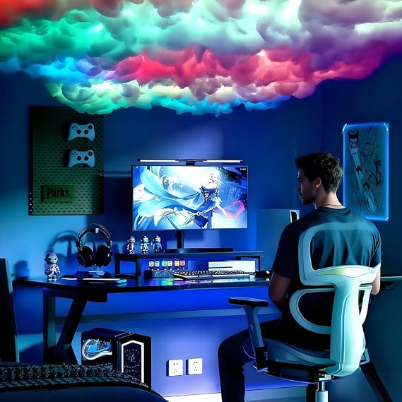 RGB Thunder Cloud Lamp, LED Cloud Lights, 3D Thundercloud Ceiling Light, Ceiling Cloud Light for Gaming Room, DIY Creative Cloud Lights, for Gaming Room, Party, Bedroom,6.5FT