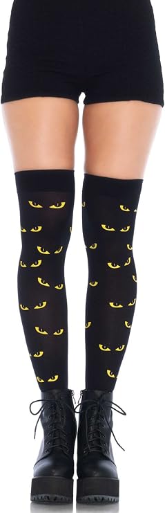 Leg Avenue Women's Over The Knee Halloween Socks, Black/Yellow, One Size