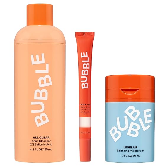 Bubble Skincare Acne Set - Cleanser, Spot Treatment, Gel Moisturizer