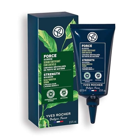 Yves Rocher Hair Growth & Strengthening Serum Intensive Scalp Treatment for Thinning Hair, Strengthens Roots & Reduces Breakage with Ginseng Extract, Lightweight Leave-In, 75 ml / 2.5 fl oz