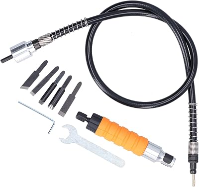 Jadeshay Electric Carving Chisel Tool Woodworking Set with 5 Knives and Flexible Rubber Shaft for Drills and Grinders