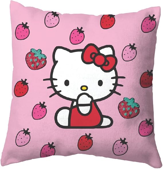Hello Kitty Strawberry Pink Bedding Super Soft Plush Decorative Pillow, One Size, (100% Officially Licensed Product) by Franco