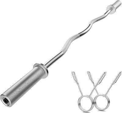 Carbon Steel Barbell Bar, 350 Lbs Max Load Capacity 4ft Weight Bar, Curved Rod Weight Bar for Weightlifting, Powerlifting Ect