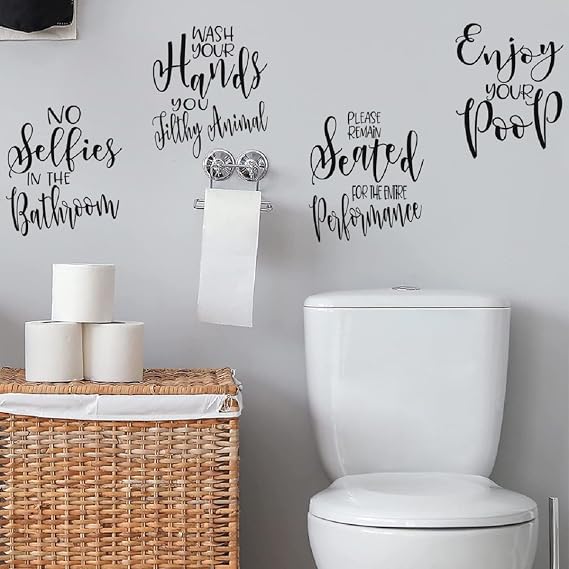Bathroom Wall Decals Peel and Stick Pictures Funny Quotes Wall Art Decor Saying Stickers Removable Enjoy Your Poop