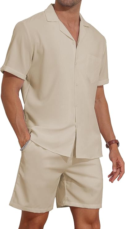 YTD Men's 2 Pieces Shirt Set Short Sleeve