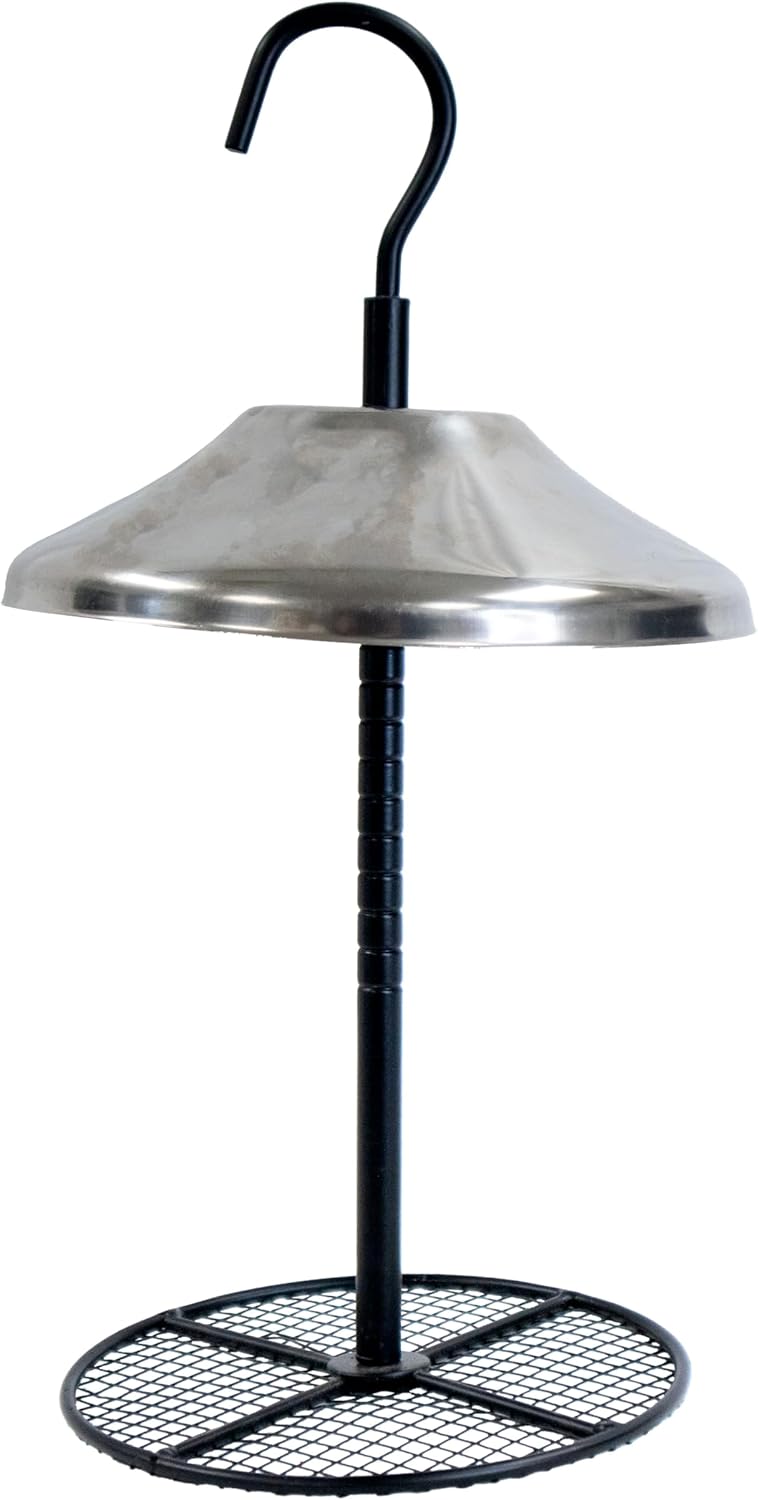 Wildlife Sciences Seed Tower Feeder for Birds, Silver, 1.5 Pound Capacity, Hanging Mount, 7.25 x 7.25 x 11.50 inches