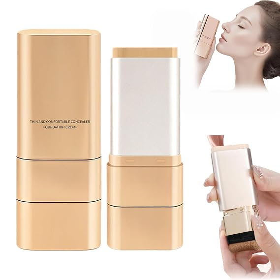 Luminous Dual-Ended Concealer Foundation Stick, Foundation Stick Korean 3 in 1, Multi-use Double Head Foundations Make up Sticks (#01 Ivory White)