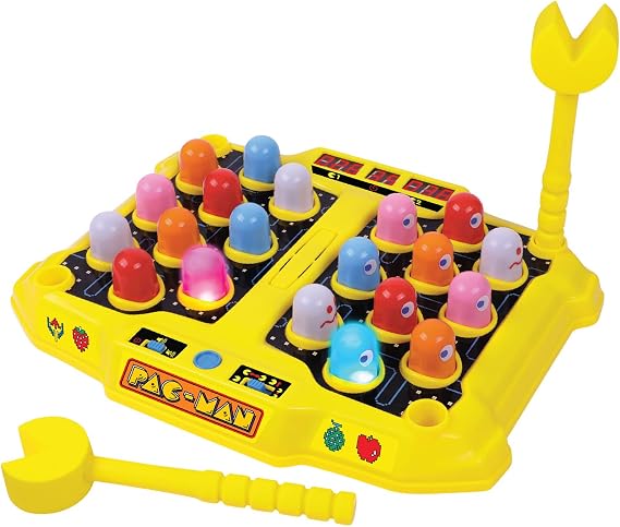 Pac-Man Arcade Smash-A-Ghost Tabletop Game - Premium Series with Lights & Sounds, LED Scoreboard, 4 Modes, Licensed for Kids & Adults, 1-2 Players
