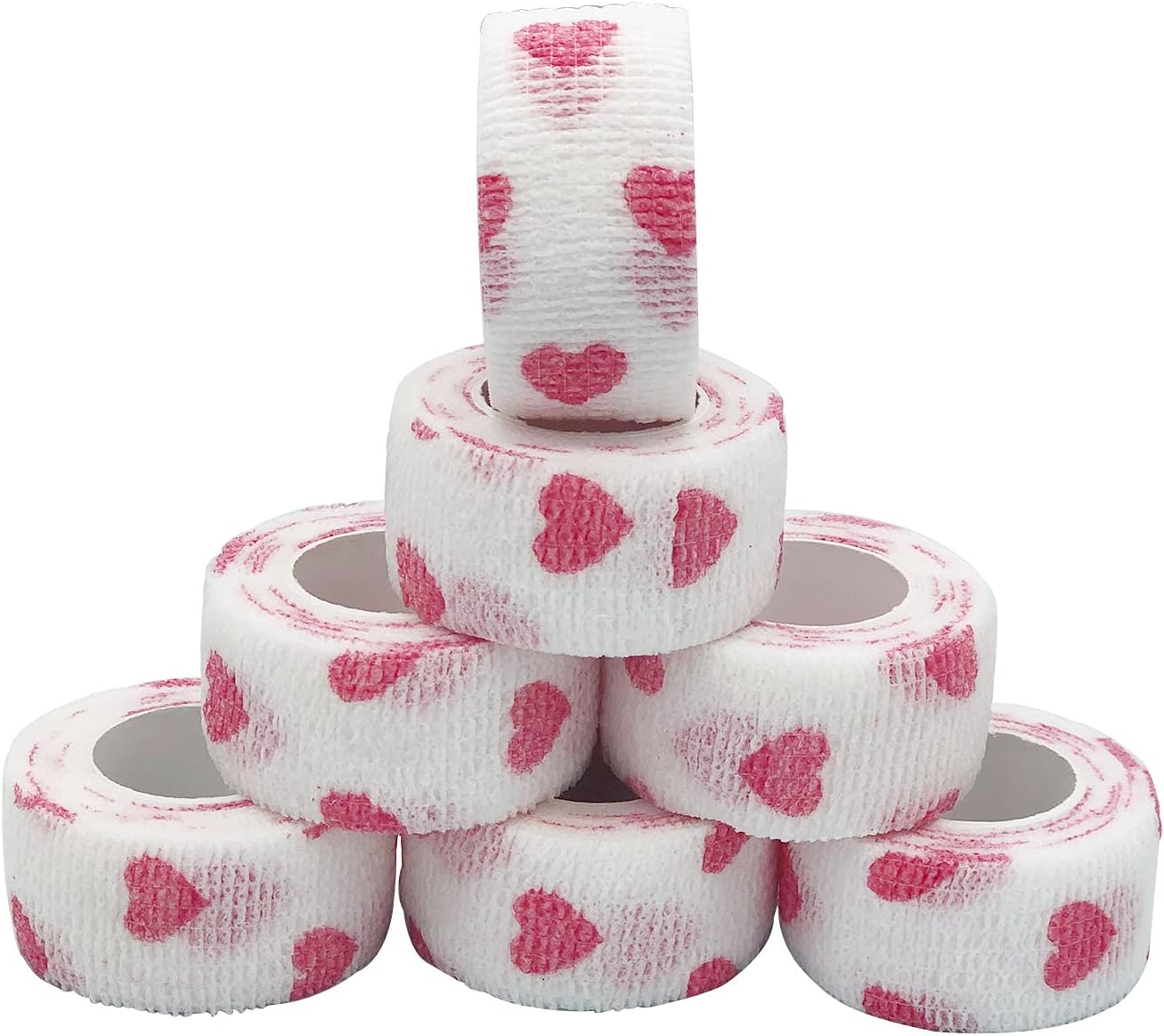 Boerya 7 Rolls of Colored Breathable Self-Adhesive Bandage, Medical Tape, Wrap Tape for PetsDogs Cats Horses, Elastic Bandage for Sports, Wrist and Ankle Wrap Tape, Non-Woven Bandage Love