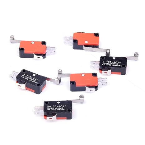 6Pcs V-156-1C25 Micro Limit Switch Long Hinge Roller Momentary SPDT Snap Action for Arduino (Pack of 6) CYT1046