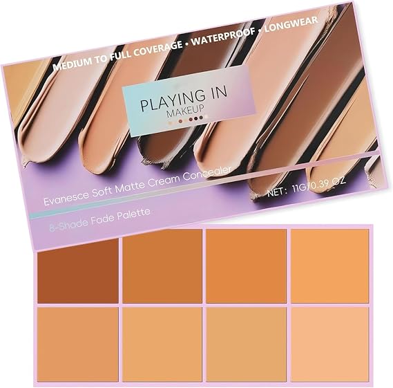 Pimby-Foundation, Soft Matte Cream Concealer 8 Shade Fade Palette, with Applicator Waterproof Full Coverage Cream for Blemishes & Cover, Long-Lasting Lightweight Formula Safe (Medium color)