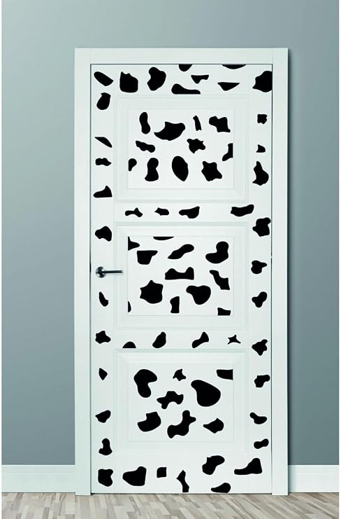 MSticker-Inek Desenli Duvar Kağıdı - Inek Desen Duvar Stickerı - Inek Desenli Duvar Dekorasyonu - Siyah (Turuncu)