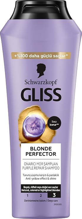 Gliss Blonde Perfector Turunculaşma Karşıtı Onarıcı Şampuan Peptit ve Yaban Mersini Özü ile 250 ml