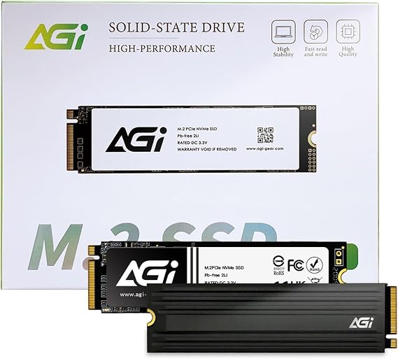 AGI AI828 1TB SSD PCIe NVMe 4.0 M.2 2280 Gen4 x4 with Heatsink, Read Speeds Up to 7400MB/s for High End Computing, Gaming. Work with PS5, Internal Solid State Drive - AGI1T0G44AI828
