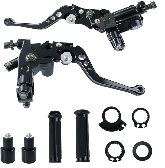 TRKIMAL Motorcycle Brake and Clutch Lever Master Cylinder Reservoir Levers 7/8"(22mm) Universal Handlebar Brake Set (Black)