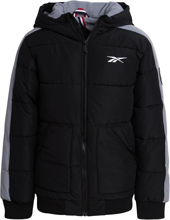 Reebok Boys Heavyweight Quilted Puffer Bomber Jacket, Weather Resistant