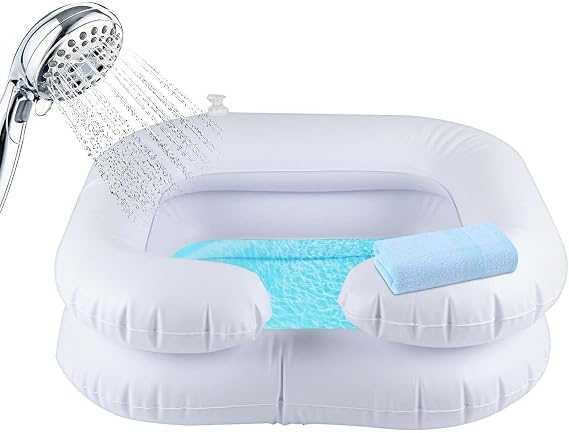 Inflatable Hair Wash Basin, Portable Shampoo Basin for Travel & Home Use, Foldable & Leak-Proof Design, Lightweight Hair Washing Bowl for Bedridden Patients, Babies & Pets