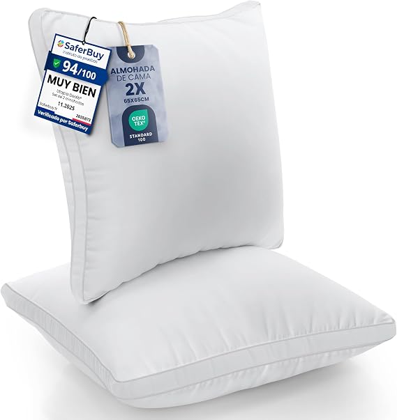 Utopia Bedding Pillow 65 x 65 cm Pack of 2, Microfibre, White