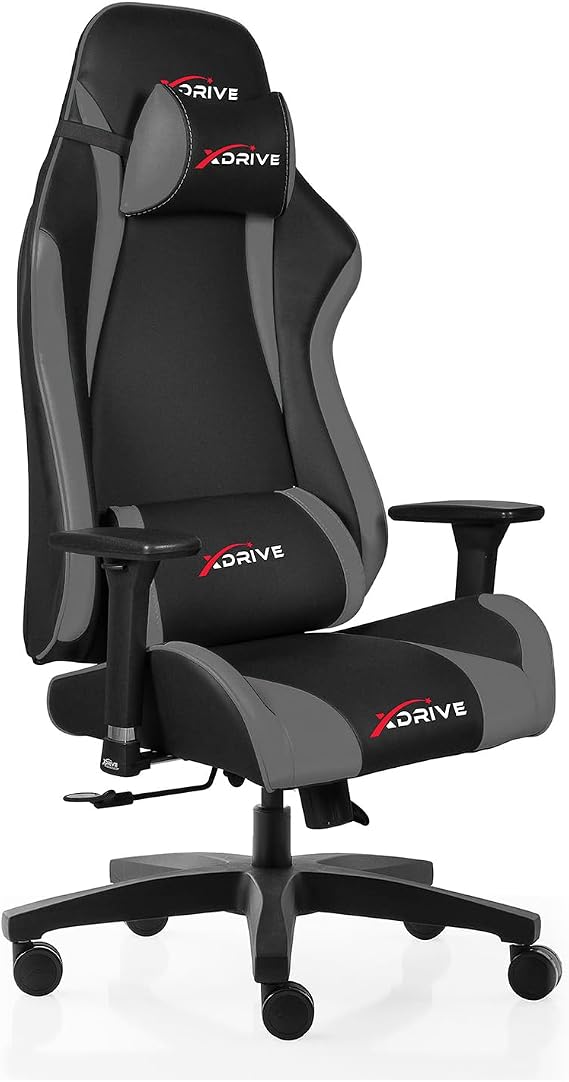 xDrive AKINCI Profesyonel Oyuncu Koltuğu Gri/Siyah AEROTEX PRO Deri Teknolojisi Ayarlanabilir Boyun ve Bel Minderleri 3D Hareketli Kolçaklar Ergonomik Tasarım