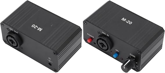 Microphone Preamp, Condenser Microphone Headphone Amplifier Audio Preamplifier Microphone Preamplifier 48v Phantom Power Xlr Output Phantom Power Supply for Any Condenser Mobile Music Equipment, Black